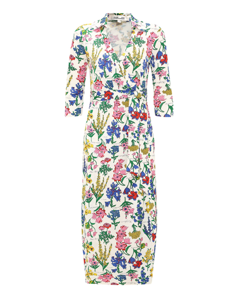 Front of a size XL DVF ABIGAIL MIDI DRESS in BOTANICALS by Diane von Furstenberg. | dia_product_style_image_id:290085